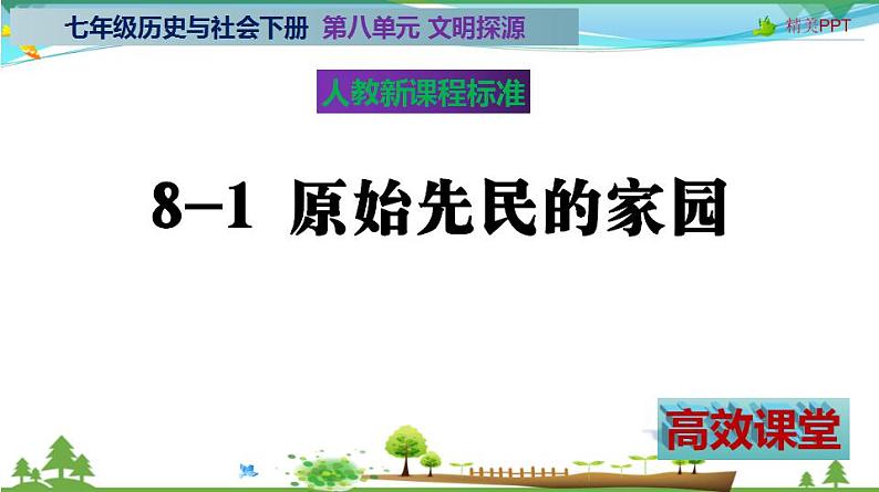 (人教版) 七年级 历史与社会 下册同步教学精品课件 8-1 原始先民的家园第2页