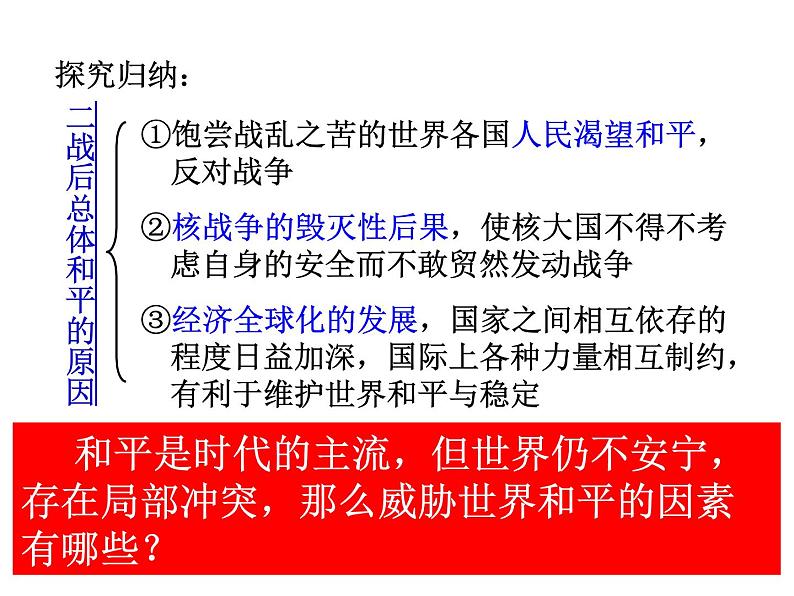 2021-2022学年度人教版九年级历史与社会上册课件 综合探究7 认识“和平与发展”的时代主题06