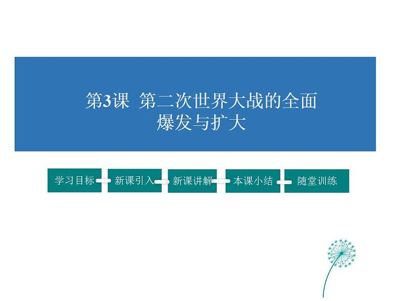 2021-2022学年度人教版九年级历史与社会上册课件 3.2第二次世界大战的全面爆发与扩大第1页