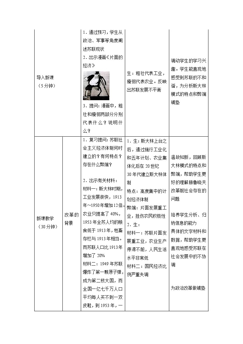 5.3 苏联与东欧社会主义国家的改革与演变配套教案 初中历史与社会人教版九年级下册（2022年）第2页