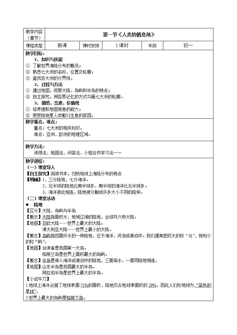 七年级历史与社会上册 2.1.1人类的栖息地  课件+练习（人教版新课标）01