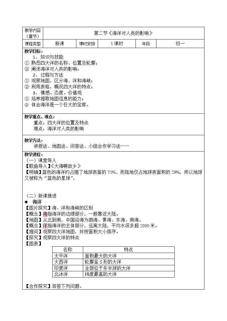 七年级历史与社会上册 2.1.2海洋对人类的影响  课件+练习（人教版新课标）01