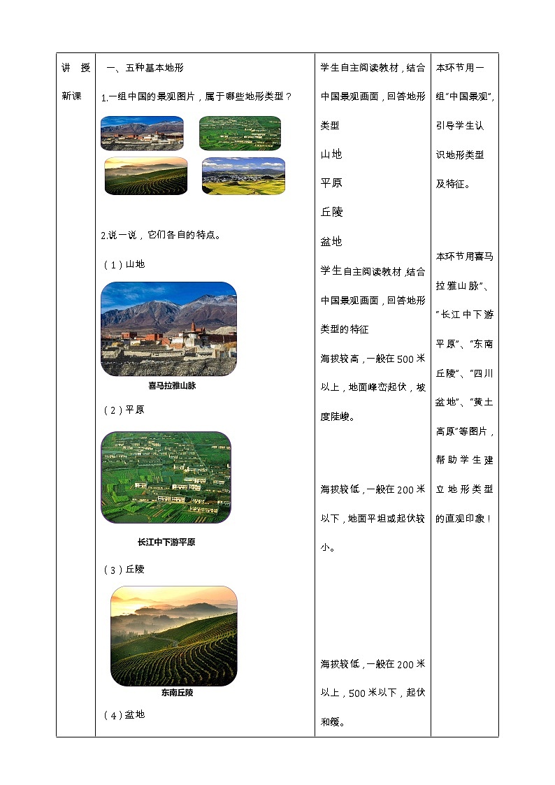 人文地理七年级上册 2.2.1 地形多样 教案02