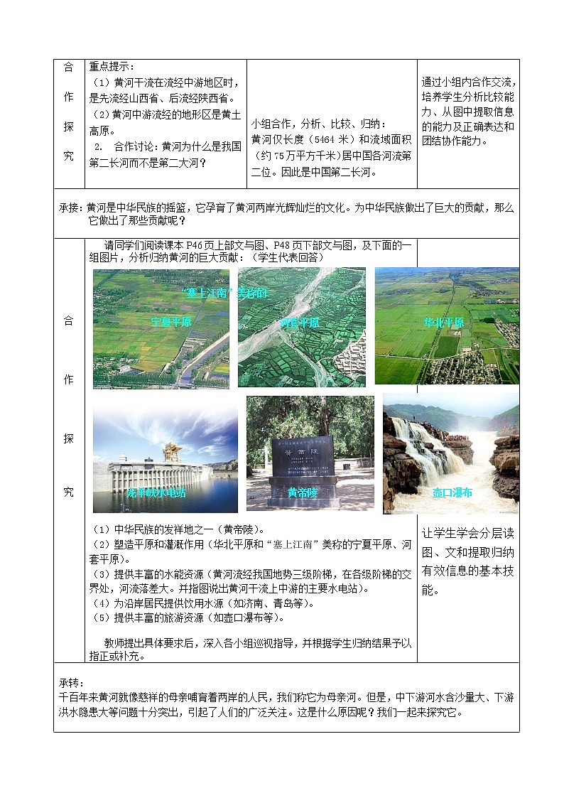 人教版人文地理七下 4.2.3 母亲河——黄河 教案第2页
