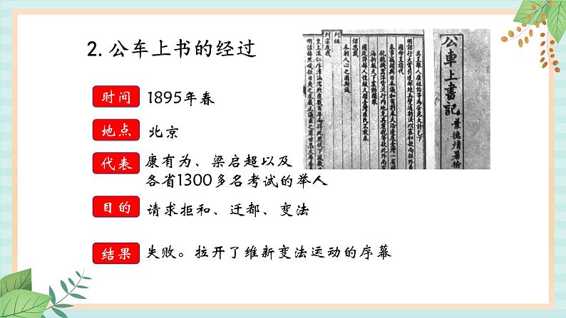 部编版八年级历史与社会八年级上册第二单元近代化的早期探索与民族危机加剧第6课《戊戌变法》课件第7页