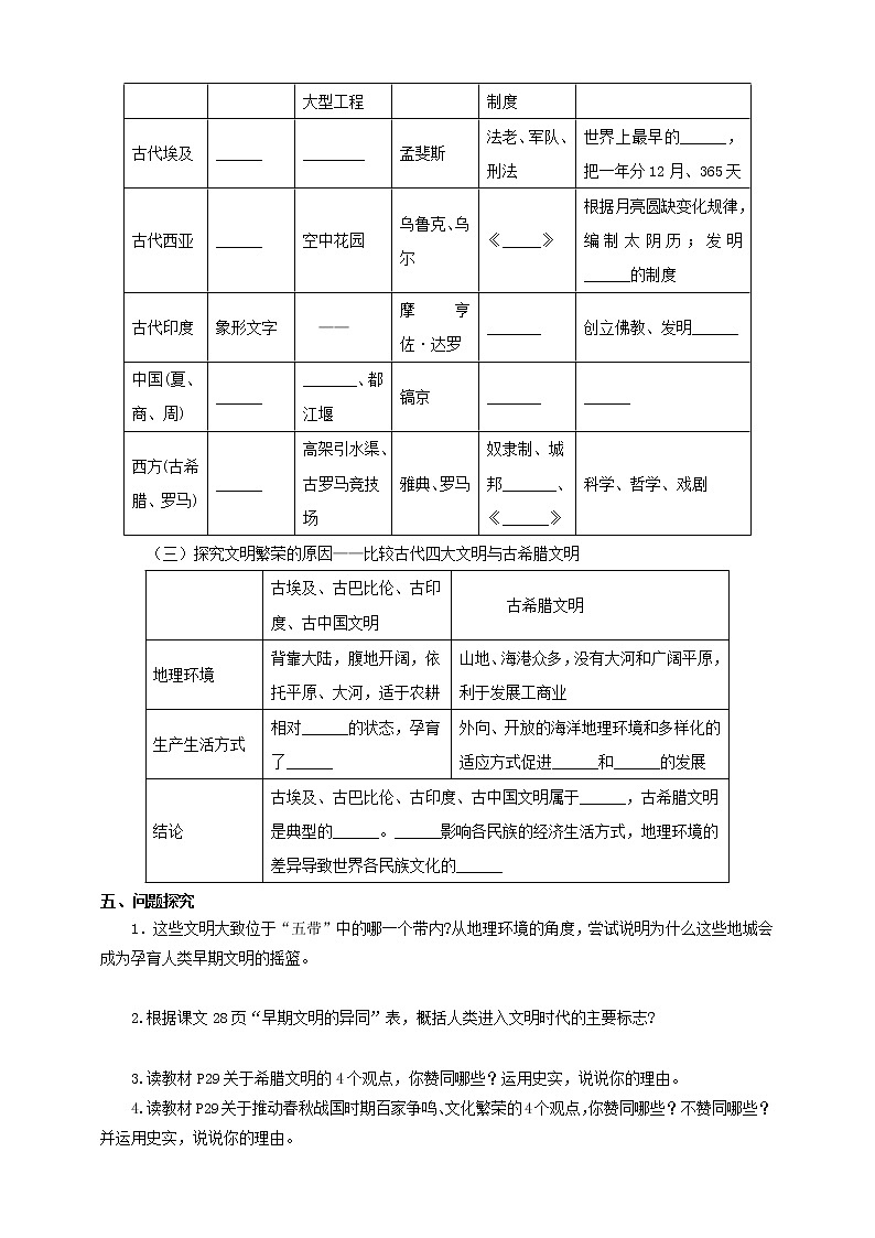 八上综合探究一 对比早期区域文明之间的异同 课件+教案+导学案02
