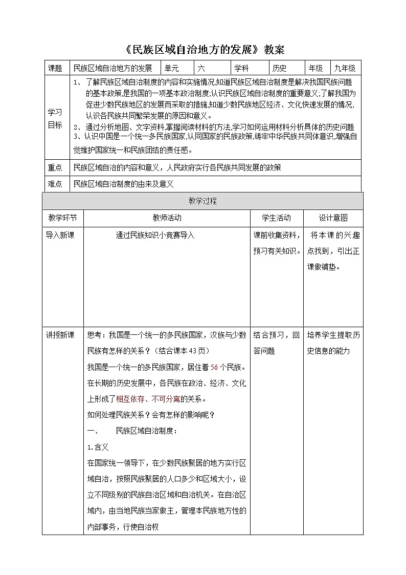 6.4 民族区域自治地方的发展（课件+教案+练习）01