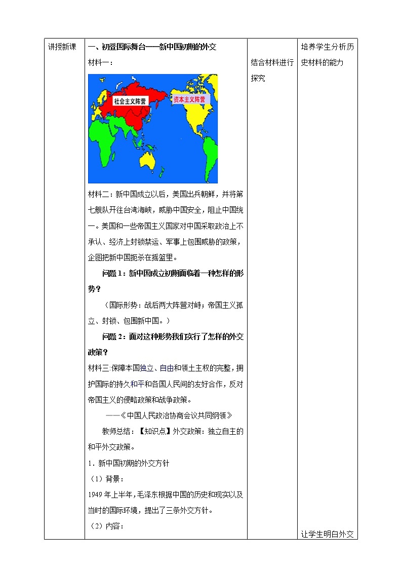 6.6独立自主的新中国外交教案第2页