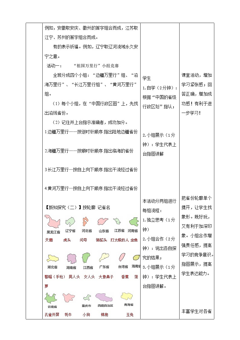 人教版(新课标)七年级下册历史与社会5.1国土与人民第2课时《行政区划》教学设计03