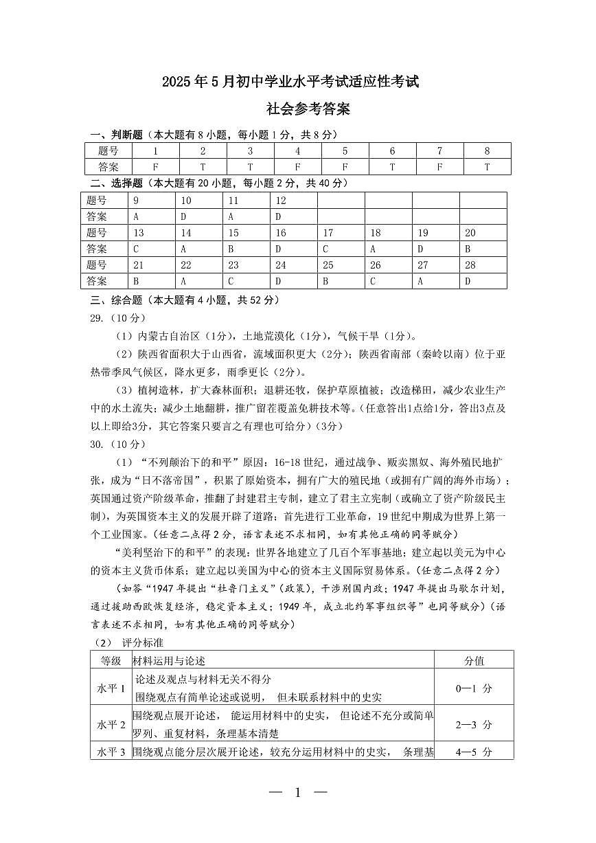 社会参考答案第1页