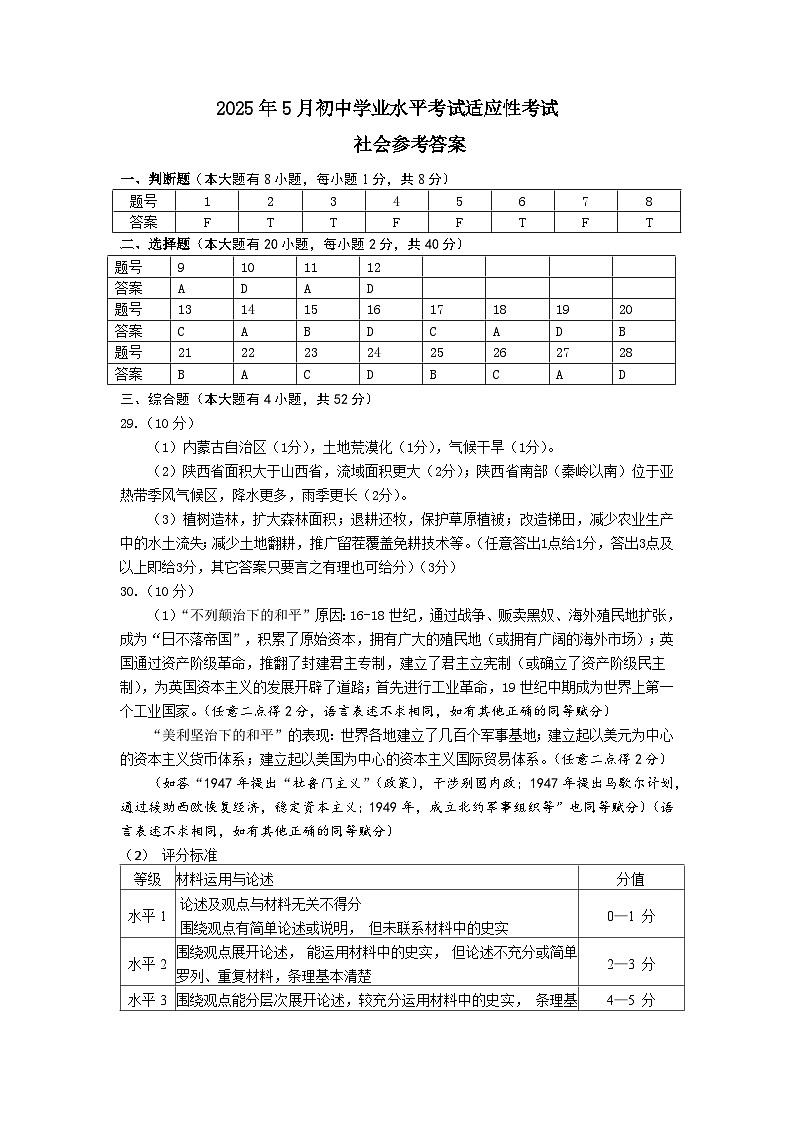 社会参考答案第1页