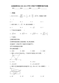 云南省普洱市2020-2021学年七年级下学期期中数学试题（word版 含答案）