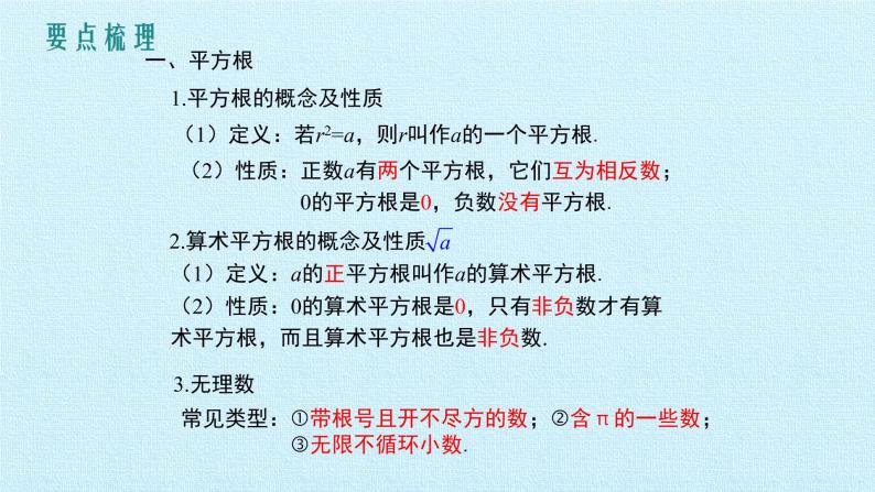 北京课改版数学八年级上册第十一章 实数和二次根式 复习课件02