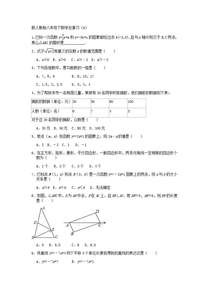 新人教版八年级下数学总复习（6）试卷第1页