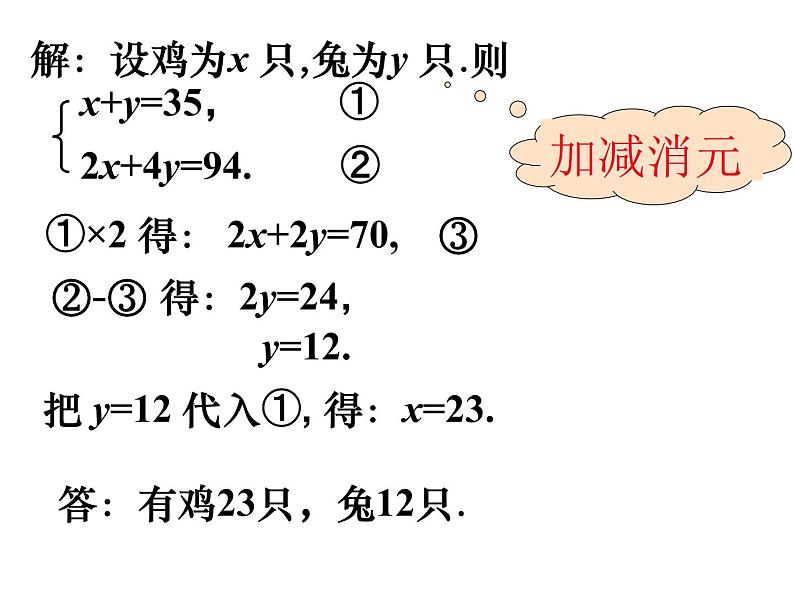 5.3应用二元一次方程组——鸡兔同笼-北师大版八年级数学上册课件06