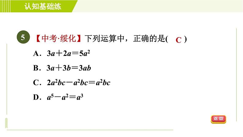 人教版七年级上册数学习题课件 第2章 2.2.1目标一 合并同类项第7页