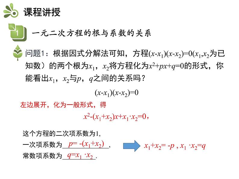 1.3  一元二次方程的根与系数的关系-2020秋苏科版九年级数学上册课件(共20张PPT)04