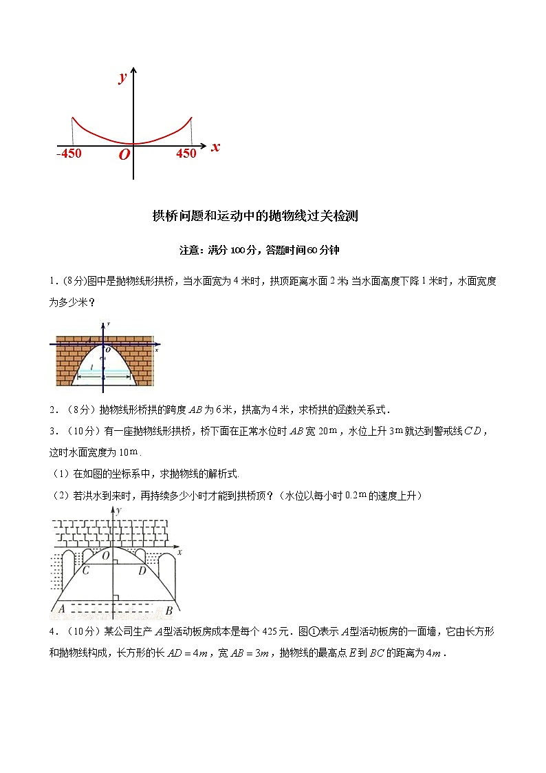 第二十一讲 拱桥问题和运动中的抛物线（原卷版） -【暑假辅导班】2021年新九年级数学上册暑假精品课程（人教版）02