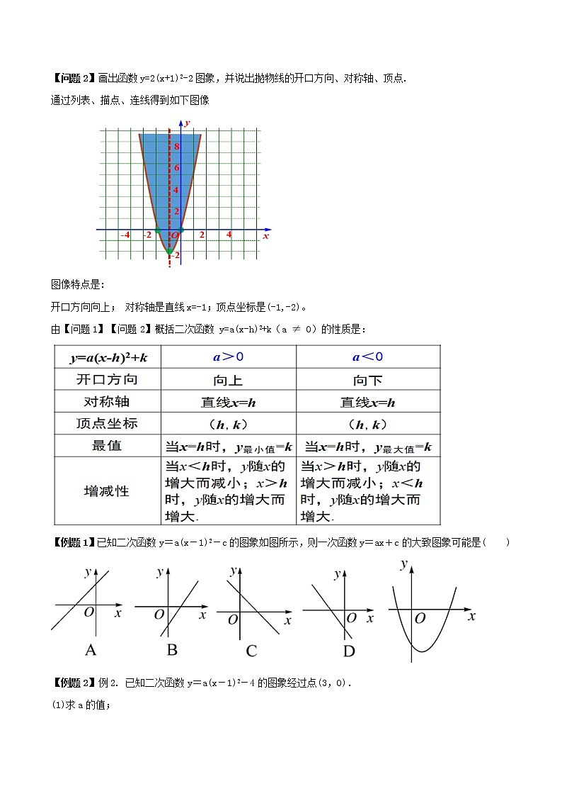 第十五讲  二次函数y=a(x-h) 2 +k的图象和性质（原卷版） -【暑假辅导班】2021年新九年级数学上册暑假精品课程（人教版）02