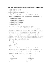 河南省漯河市召陵区2020-2021学年八年级下学期期末数学试卷 （word版 含答案）