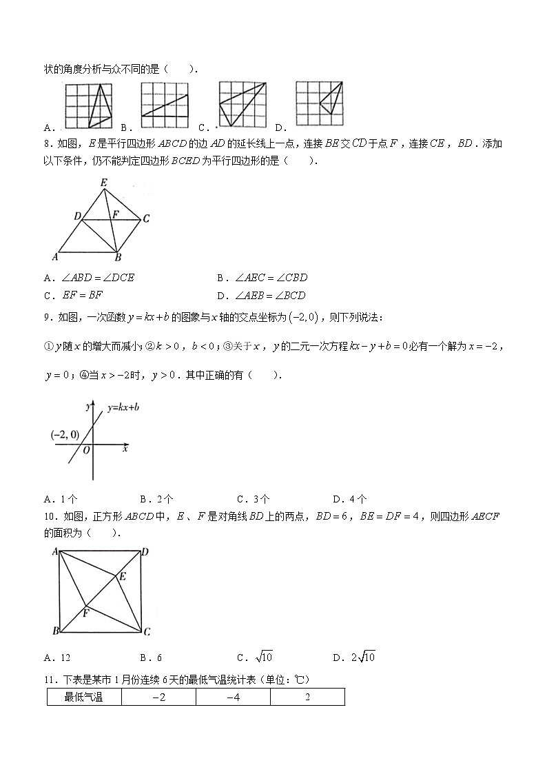 山东省临沂市河东区2020-2021学年八年级下学期期末数学试题(无答案)02