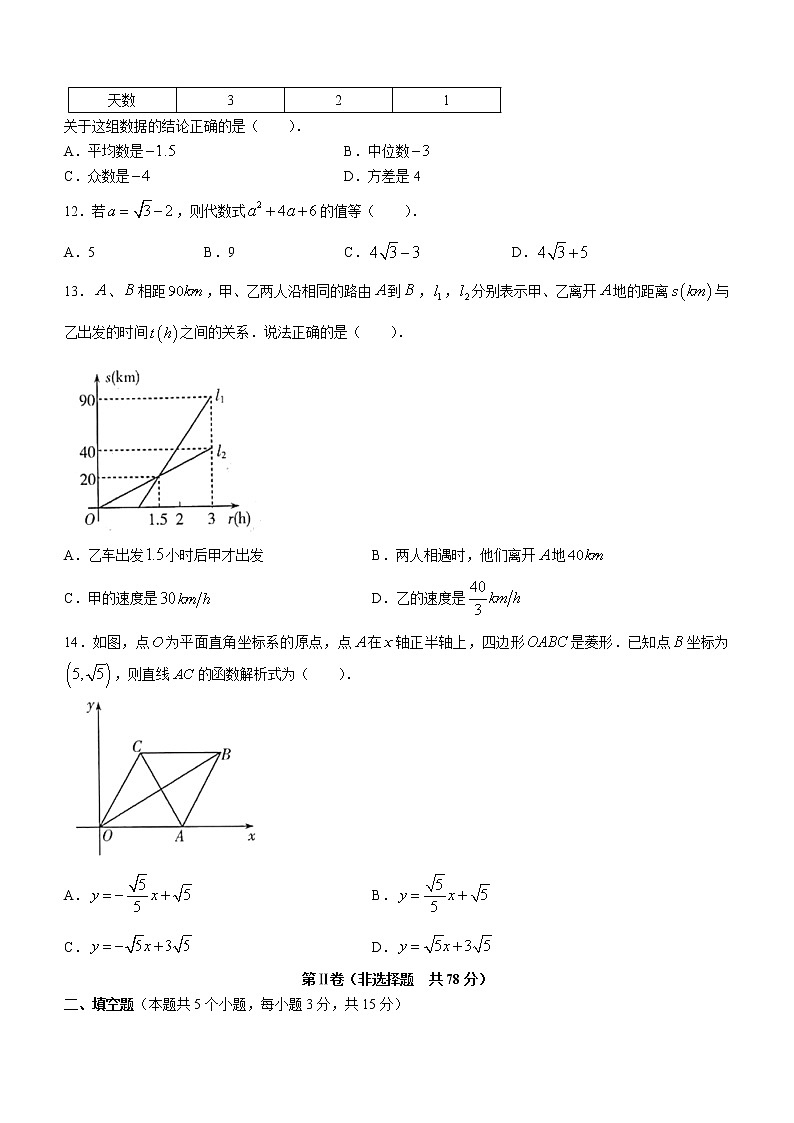 山东省临沂市河东区2020-2021学年八年级下学期期末数学试题(无答案)03