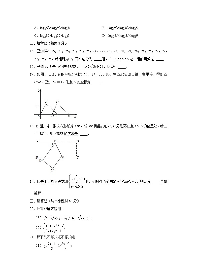山东省临沂市郯城县2020-2021学年七年级下学期期末数学试卷（word版 无答案）第3页