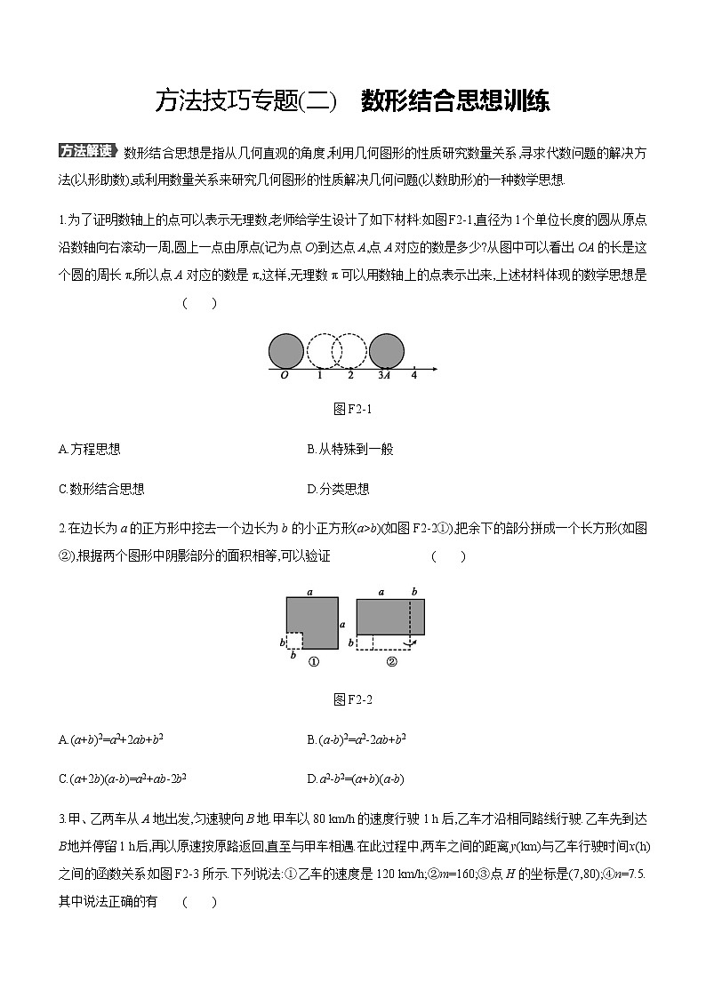 2021年浙江中考数学总复习方法技巧专题(02)　数形结合思想训练第1页