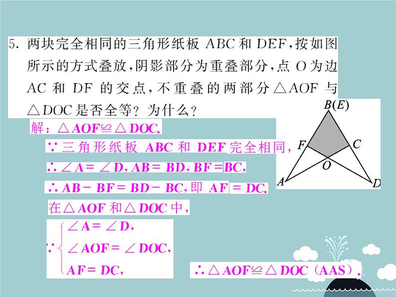 八年级数学上册 滚动专题训练一 全等三角形的性质和判定的综合运用课件 （新版）新人教版第6页