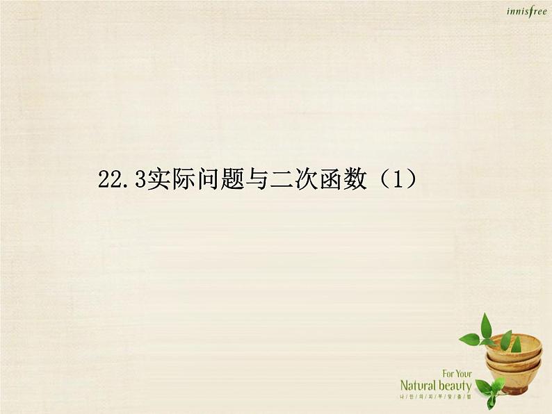 九年级数学上册 22.3 实际问题与二次函数课件1 （新版）新人教版第1页