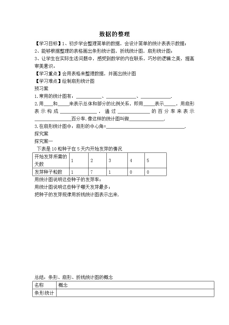 沪科版七年级上册数学 第5章 【学案】数据的整理教案第1页