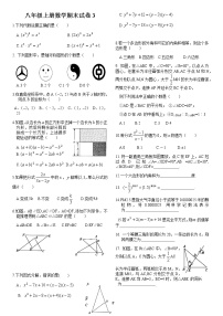 人教版八年级上册数学期末试卷3