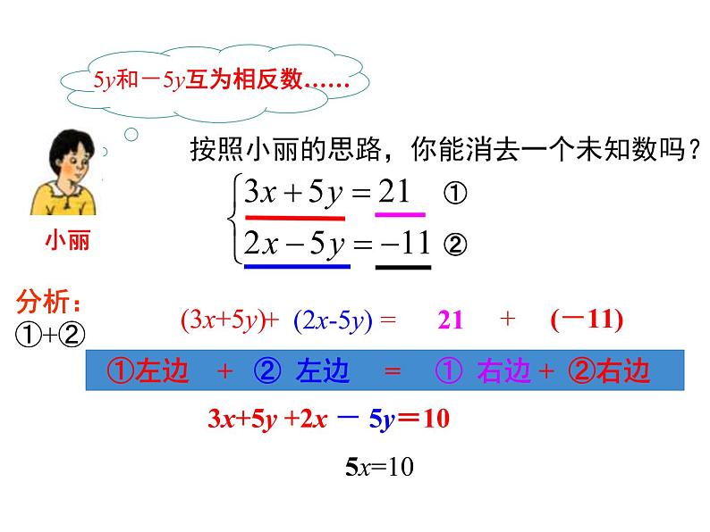 人教版数学七年级下册加减法解二元一次方程组课件第8页