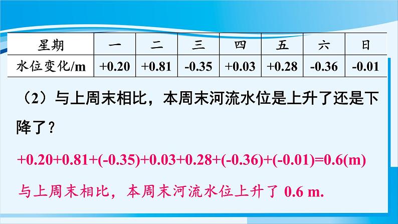 北师大版七年级数学上册 第二章 有理数及其运算  2.6.3 有理数加减混合运算的实际应用 课件07