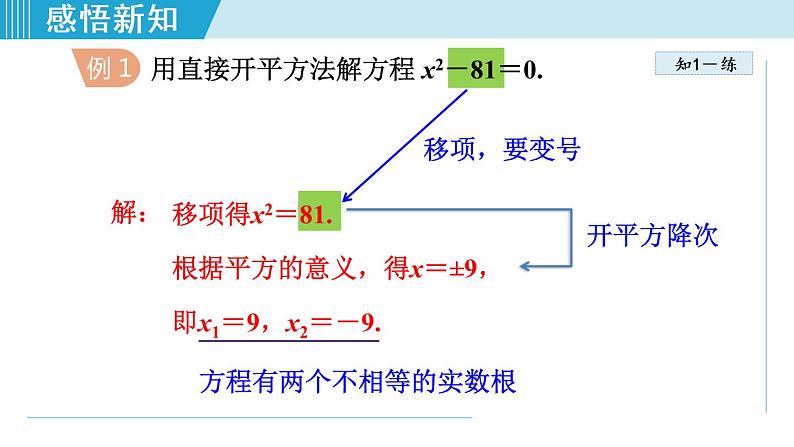 人教版九年级数学上册 21.2.1   用直接开平方法解一元二次方程 课件07