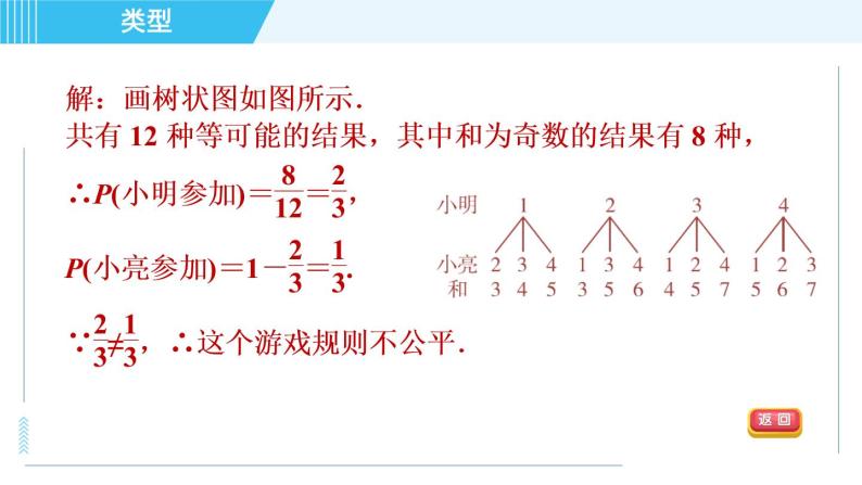 华师班九年级数学下册 第25章 25.2.3目标三　用概率判断游戏规则的公平性课件PPT06