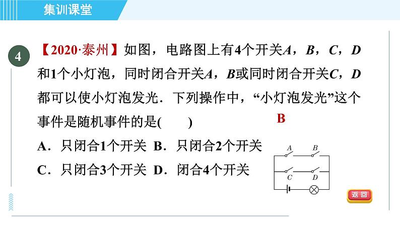 华师班九年级数学下册 第25章 集训课堂 测素质 概率及其应用课件PPT05