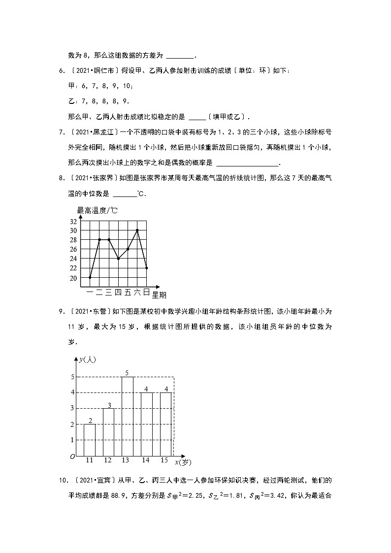 2021年全国各省市中考真题精编精练：统计与概率填空（含答案）第2页