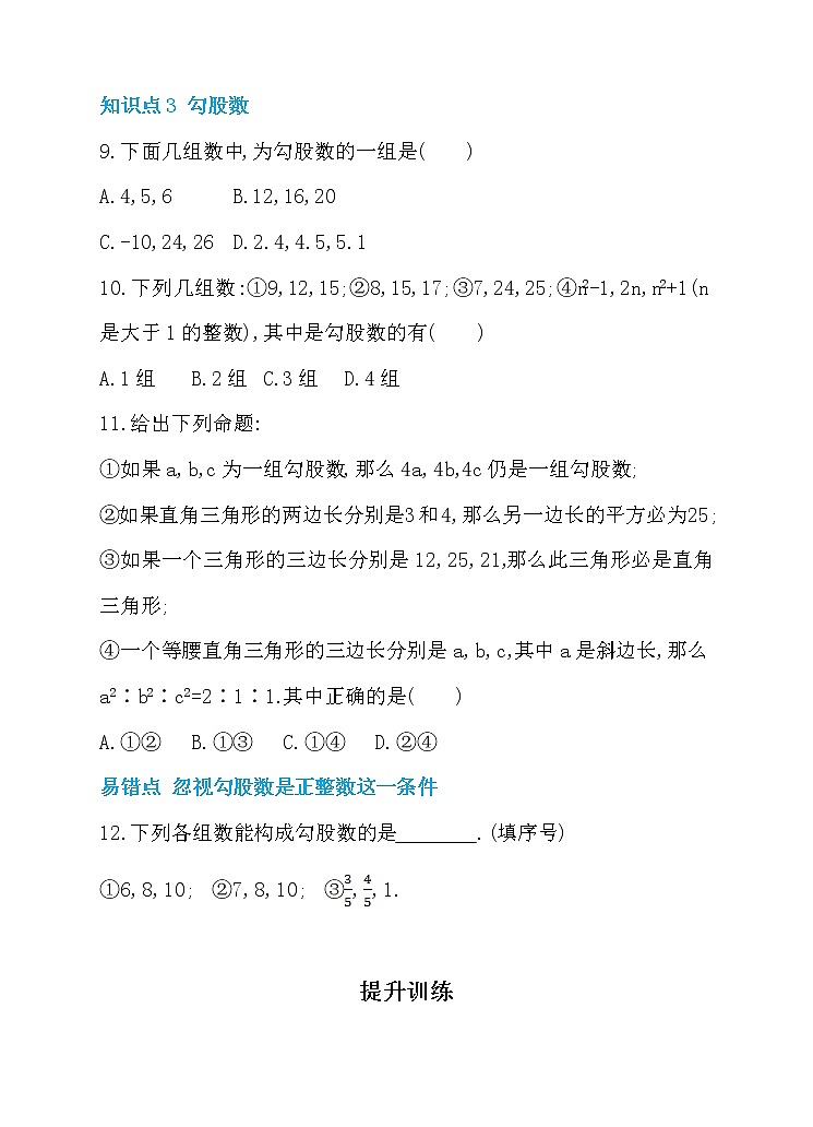 17.2 勾股定理的逆定理 第1课时 勾股定理的逆定理 同步练习03