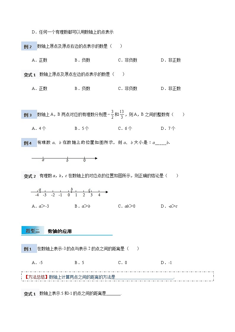 （人教版）2021年暑假小升初数学衔接教材第二讲 数轴和相反数- 试卷02