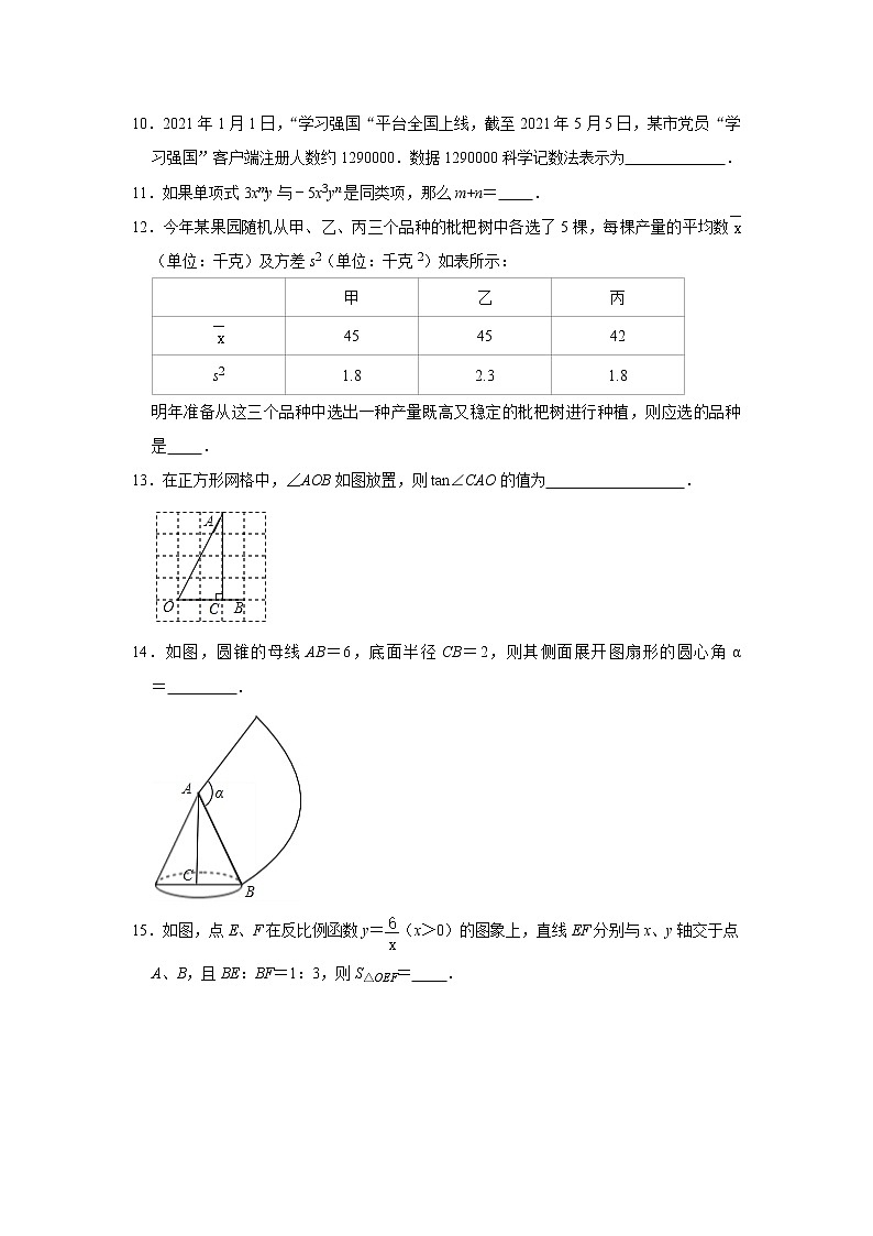 2021年江苏省连云港市赣榆区中考数学适应性试题第3页