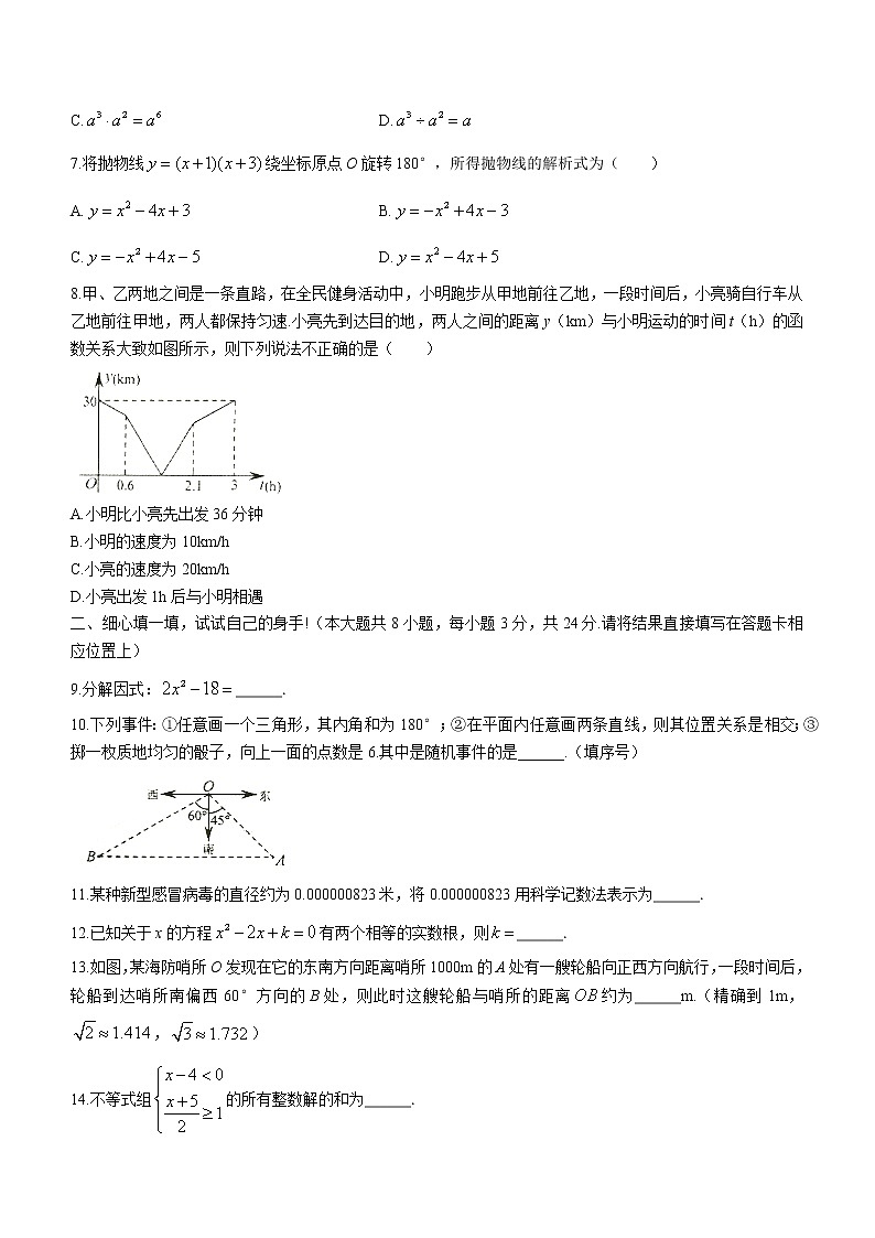 2021年湖北省安陆市云梦县等五县市中考二模数学试题第2页
