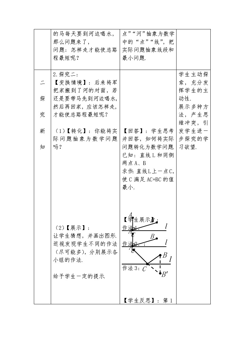 13.4 最短路径问题 教学设计人教版八年级数学上册03