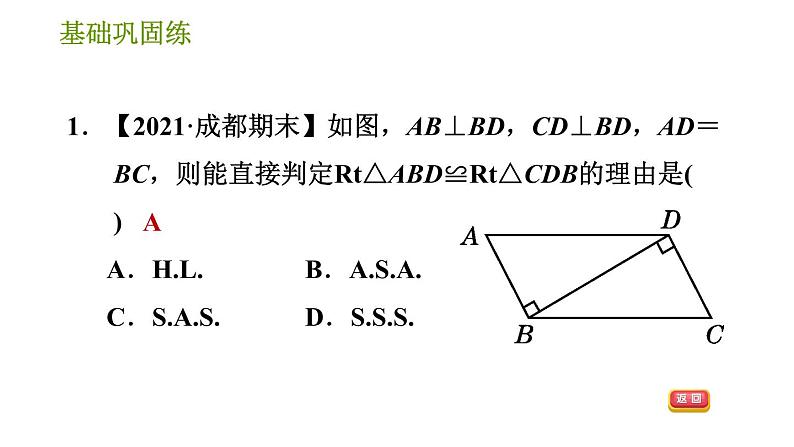 华师版八年级上册数学习题课件 第13章 13.2.6 斜边直角边05