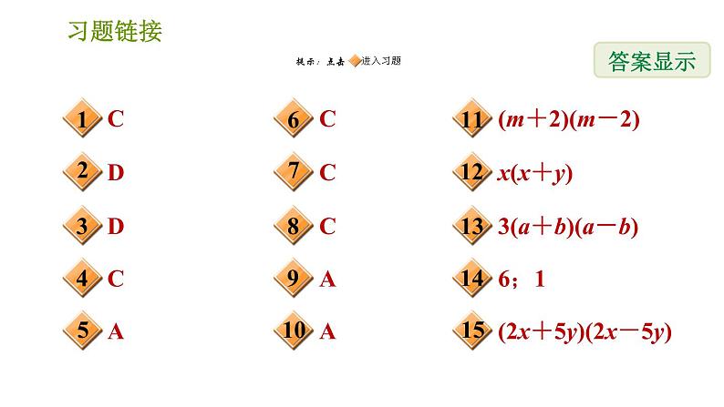 华师版八年级上册数学习题课件 期末提分练案 第4课时 因式分解第2页