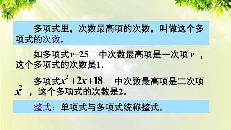 人教版七年级数学上册  第二章  2.1.3 多项式及整式 课件06