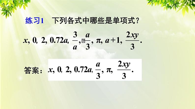 人教版七年级数学上册  第二章  2.1.2 单项式 课件08