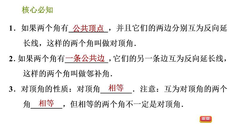 沪科版七年级下册数学课件 第10章 10.1.1 对顶角第3页
