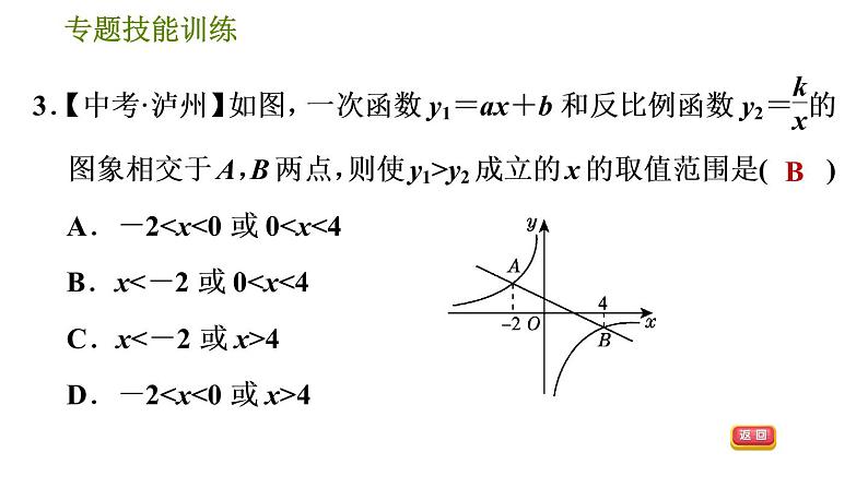 华师版八年级下册数学课件 第17章 专题技能训练(三)  训练　反比例函数与一次函数、三角形的综合应用第5页