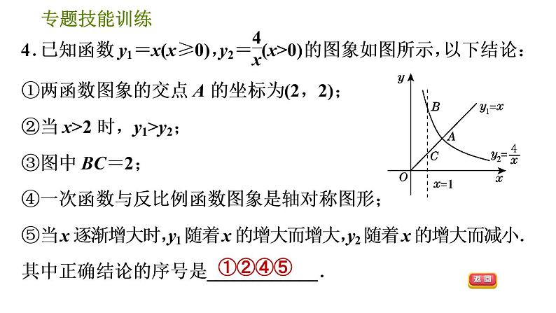 华师版八年级下册数学课件 第17章 专题技能训练(三)  训练　反比例函数与一次函数、三角形的综合应用第6页